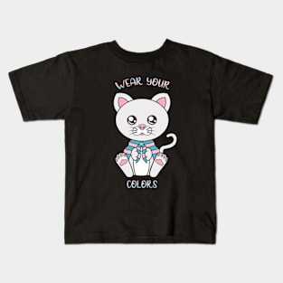 Transexual flag, cute cat lgbt Kids T-Shirt